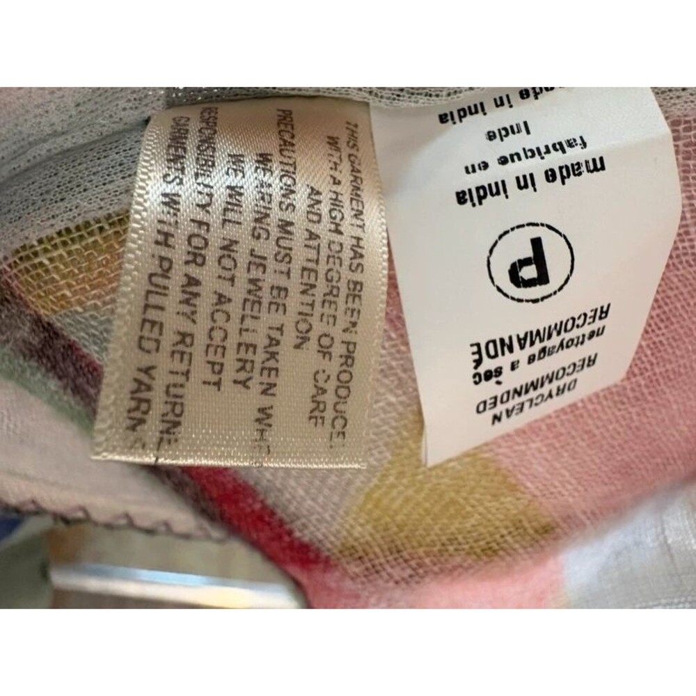 Gauzy 100% Linen Hand Painted-Style Kimono Shawl OS Floral Watercolor Light Pink - Picture 10 of 14